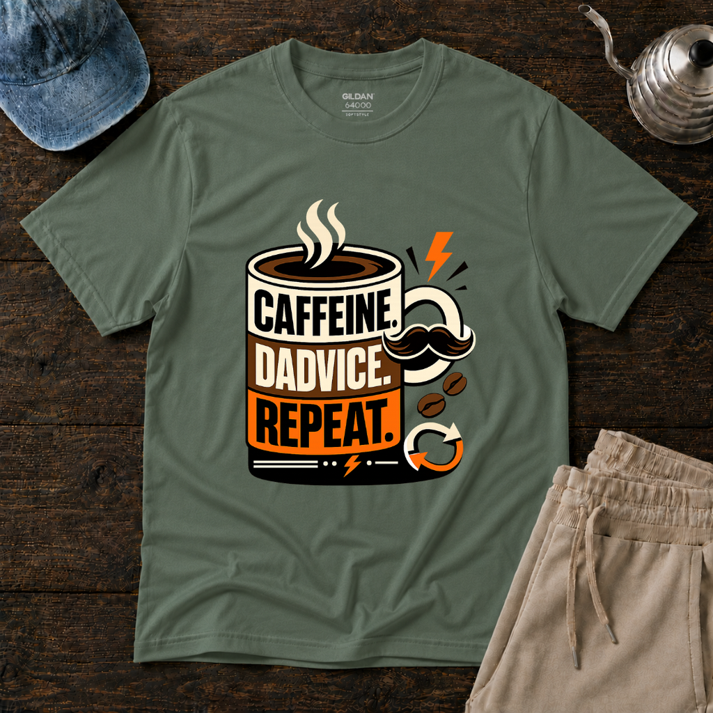 Caffeine. Dadvice. Repeat T-Shirt