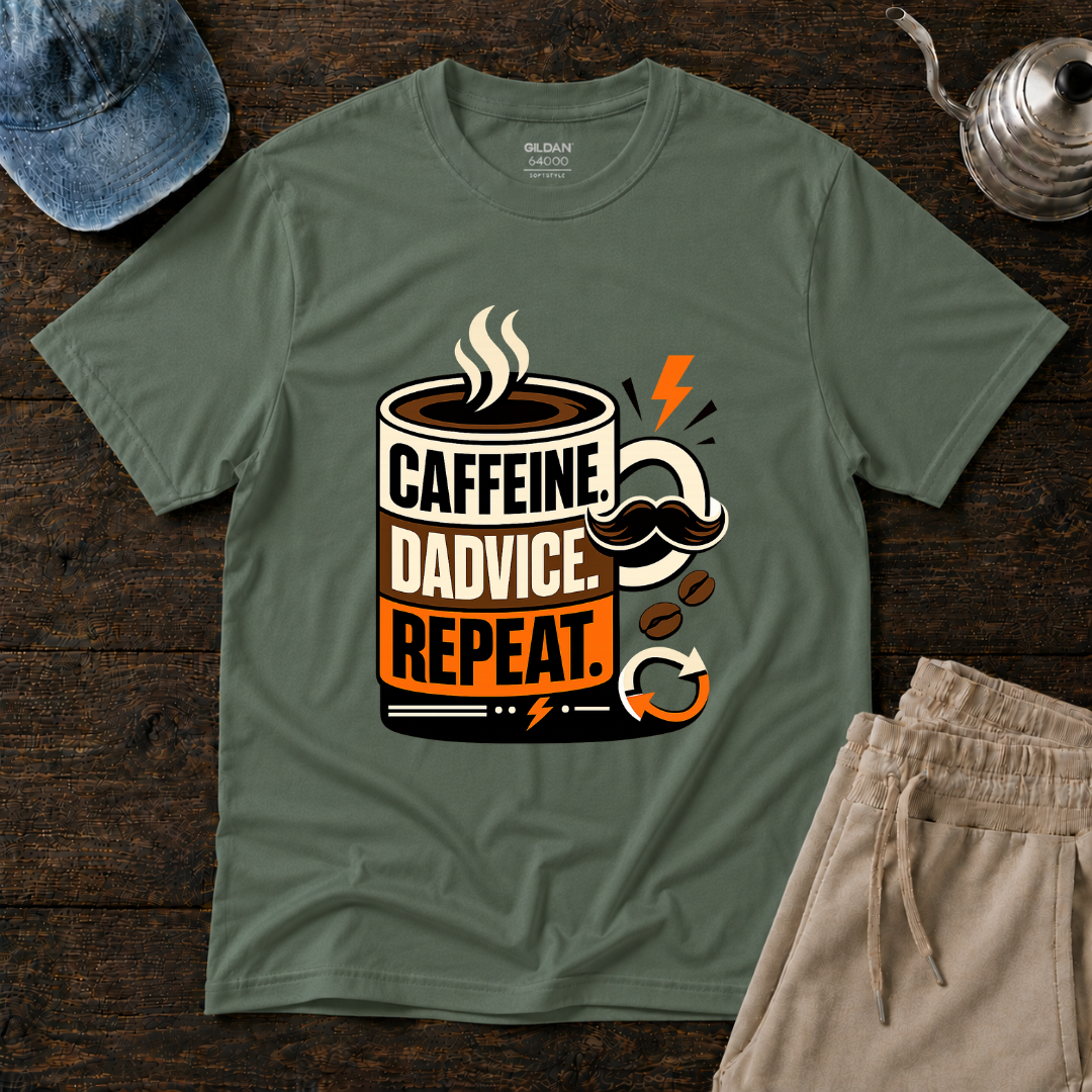 Caffeine. Dadvice. Repeat T-Shirt